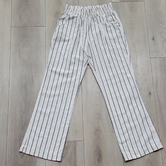 Ci Sono Pants - Ci Sono White and Black Striped Wide Leg Pants